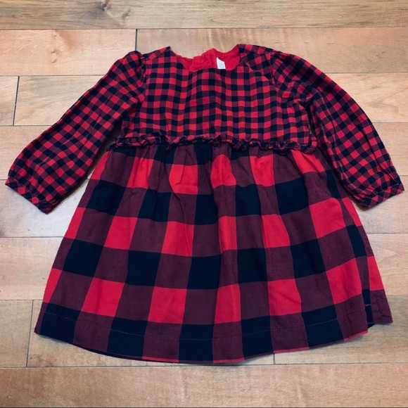 Baby Gap red and black buffalo plaid dress size 2